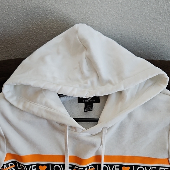 Converse White and Orange Pullover Sweater with Hood - Picture 2 of 5